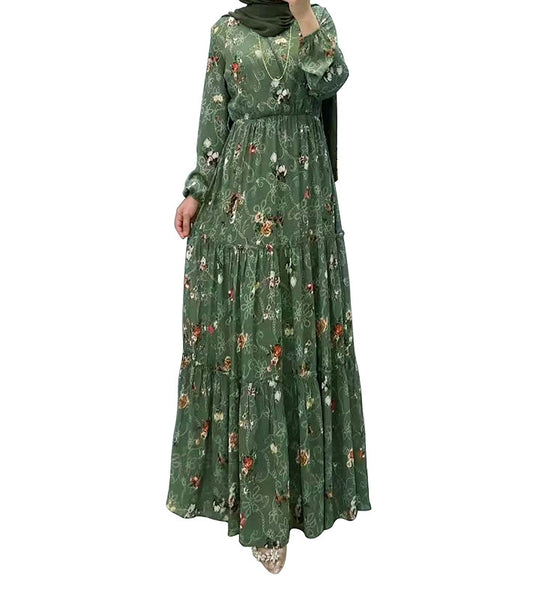Elegant Floral Maxi with Belt