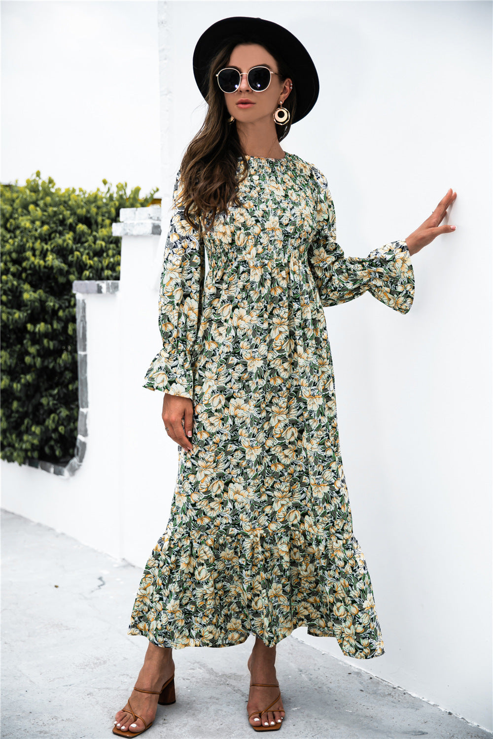 Autumn Smocking Polka Dot Dress