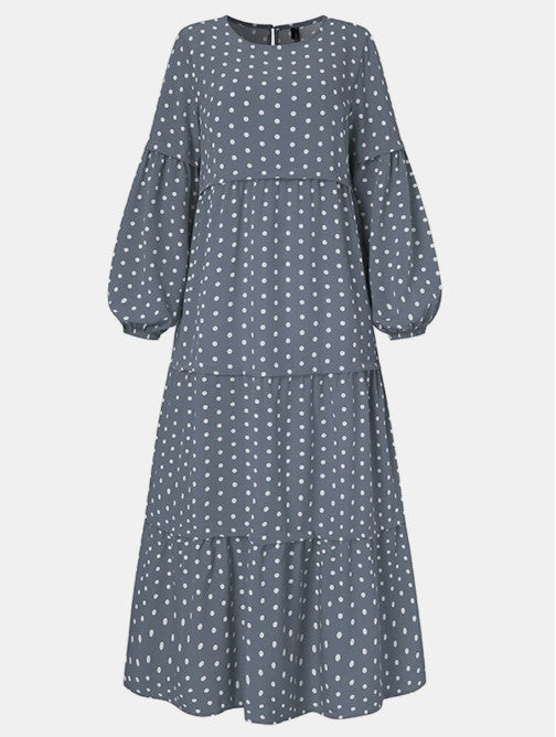 Polka Dot Puff Maxi Dress