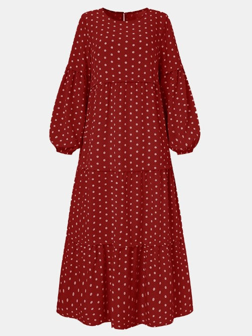 Polka Dot Puff Maxi Dress