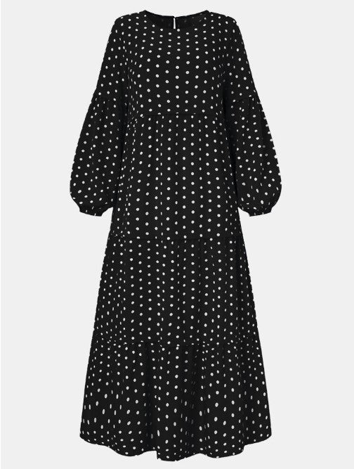 Polka Dot Puff Maxi Dress
