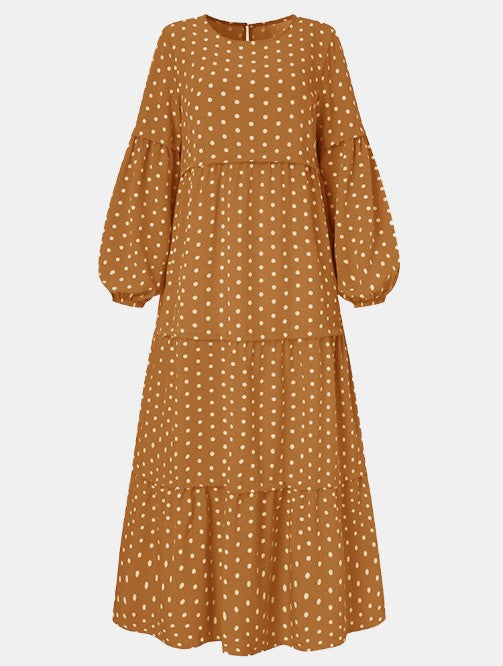 Polka Dot Puff Maxi Dress