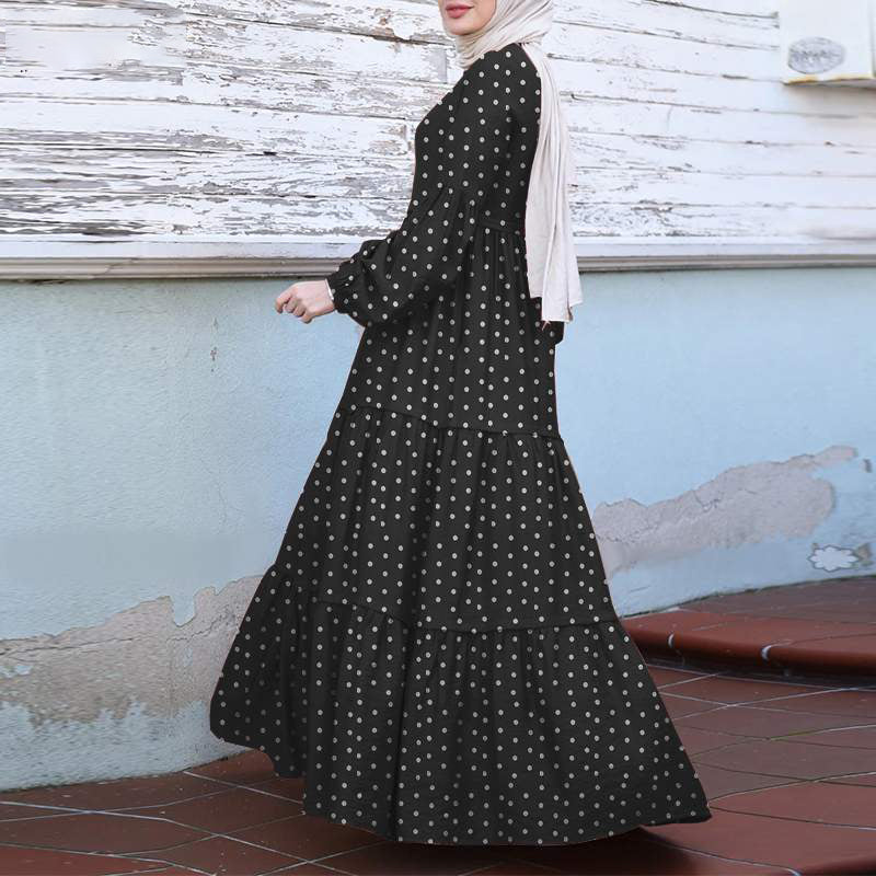 Polka Dot Puff Maxi Dress