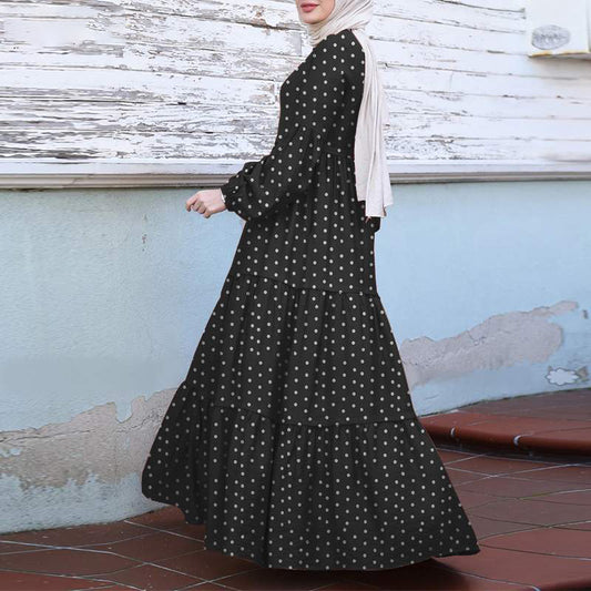 Polka Dot Puff Maxi Dress